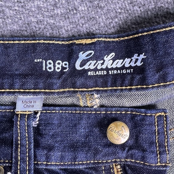 Carhartt Jeans Mens 32x32 Dark Blue Relaxed Straight Fit Cotton Denim Fit33.5x31 - Picture 4 of 15